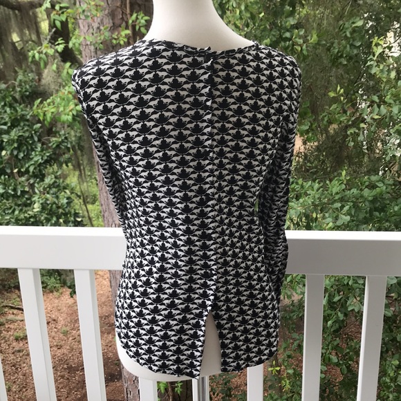 H&M Cheetah Blouse Black Long Sleeve - Size 2 - Picture 3 of 11